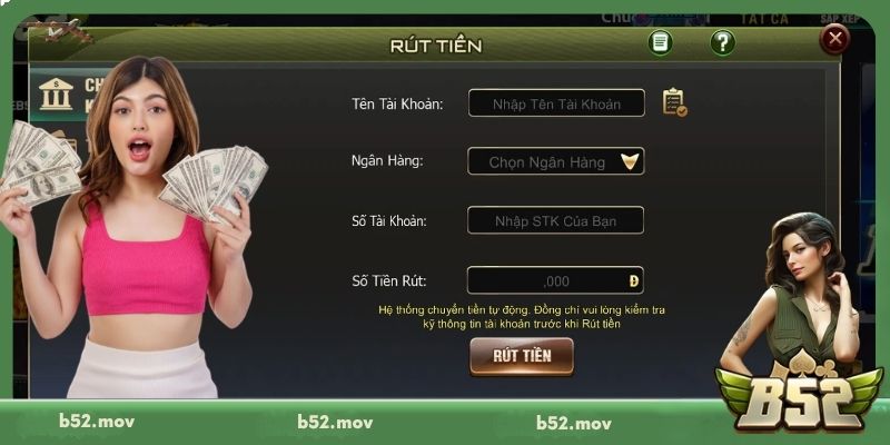 Hướng dẫn cách rút tiền B52 từng bước cho người chơi